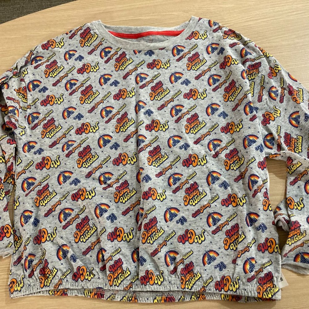 Disney Parks Authentic Gray Walt Disney World '71 Graphic Long Sleeve Top XL